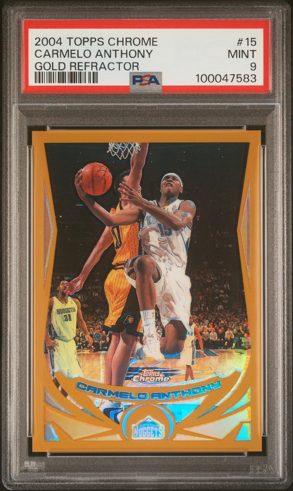 2004 TOPPS CHROME GOLD REFRACTOR #15 CARMELO ANTHONY 85/99 PSA 9