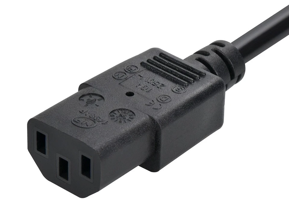 Cable de alimentación de 3 clavijas - 6 pies negro | H05VV-F (Europa) a NEMA C13, 18AWG, 10A, 250V Foto 4 de 4