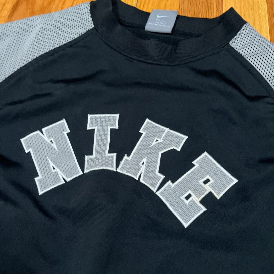 Nike Shirt Youth Long Sleeve Jersey Y2K Gray Tag Spellout Kids XL Vintage - Image 2 of 4