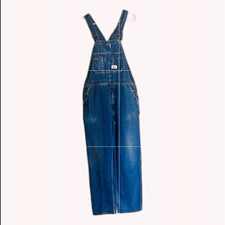 Vintage Round House Blue Denim Bib Overalls Unisex Made in USA, Denim Fabric