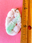 Vintage Moss in Snow JADEITE PENDANT Carved, Pierced Lotus, Fruit & Bat Symbols — photo 9