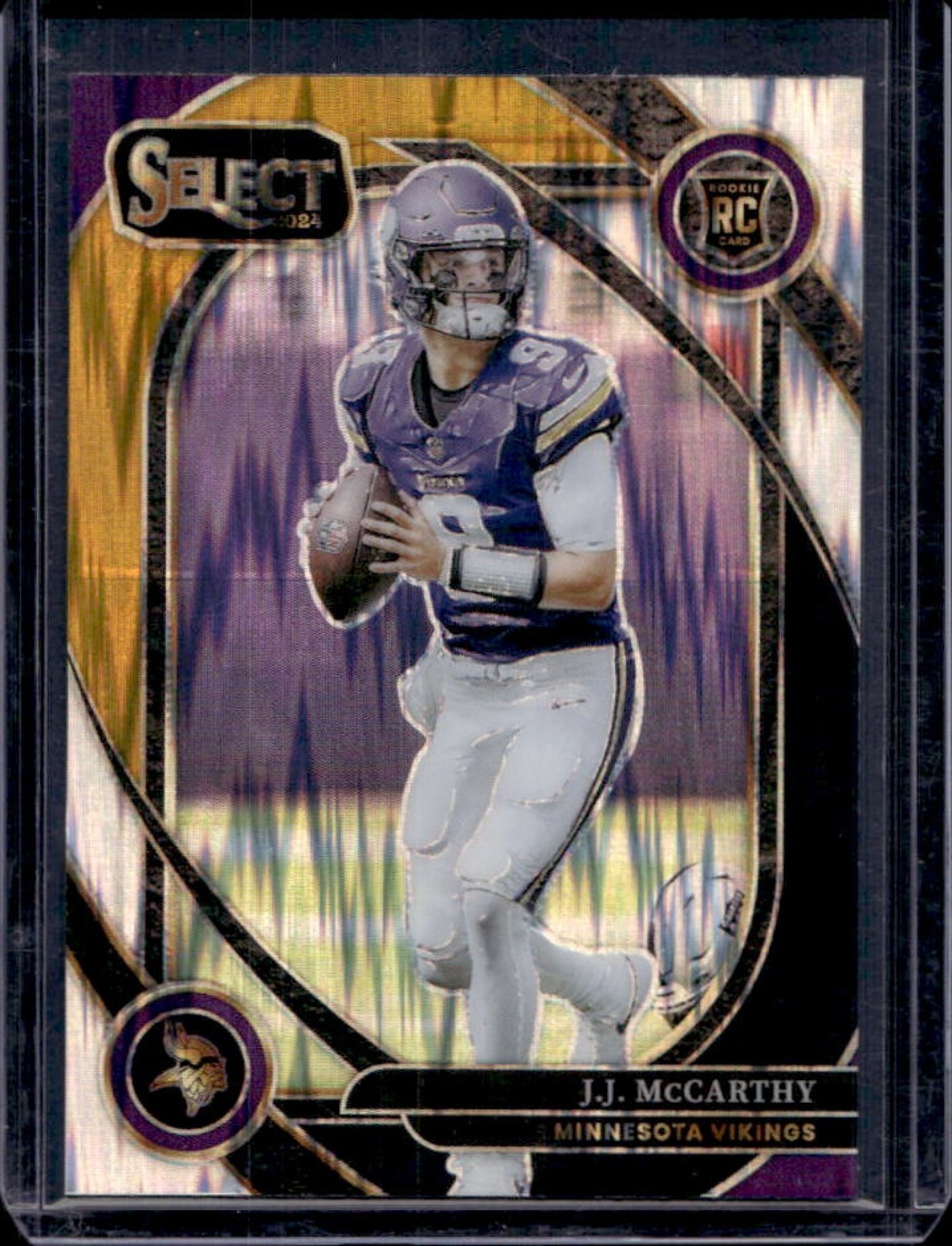 2024 Select JJ McCarthy Club RC Black and Gold Prizm Shock #246 Vikings