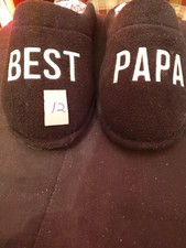 Dearfoams Best Papa Men's Black Slip-On Comfort Slippers Size 12