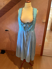 Country Line Damen Dirndl Gr. 46 t&uuml;rkis/braun mit Sch&uuml;rze, knielang &auml;rmellos
