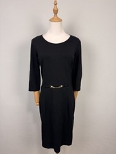 Versace Jeans Black Solid Long Sleeve Back Zipper A-Line Dress Sz US 10