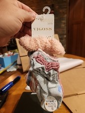 VIGOSS Girls' 10 Pairs of Socks with Pink Hair Tie - Multicolor Sock size 6-8