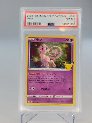 PSA 8 Mew 011/025 2021 Pokémon Celebrations Holo Rare Card NM-MT