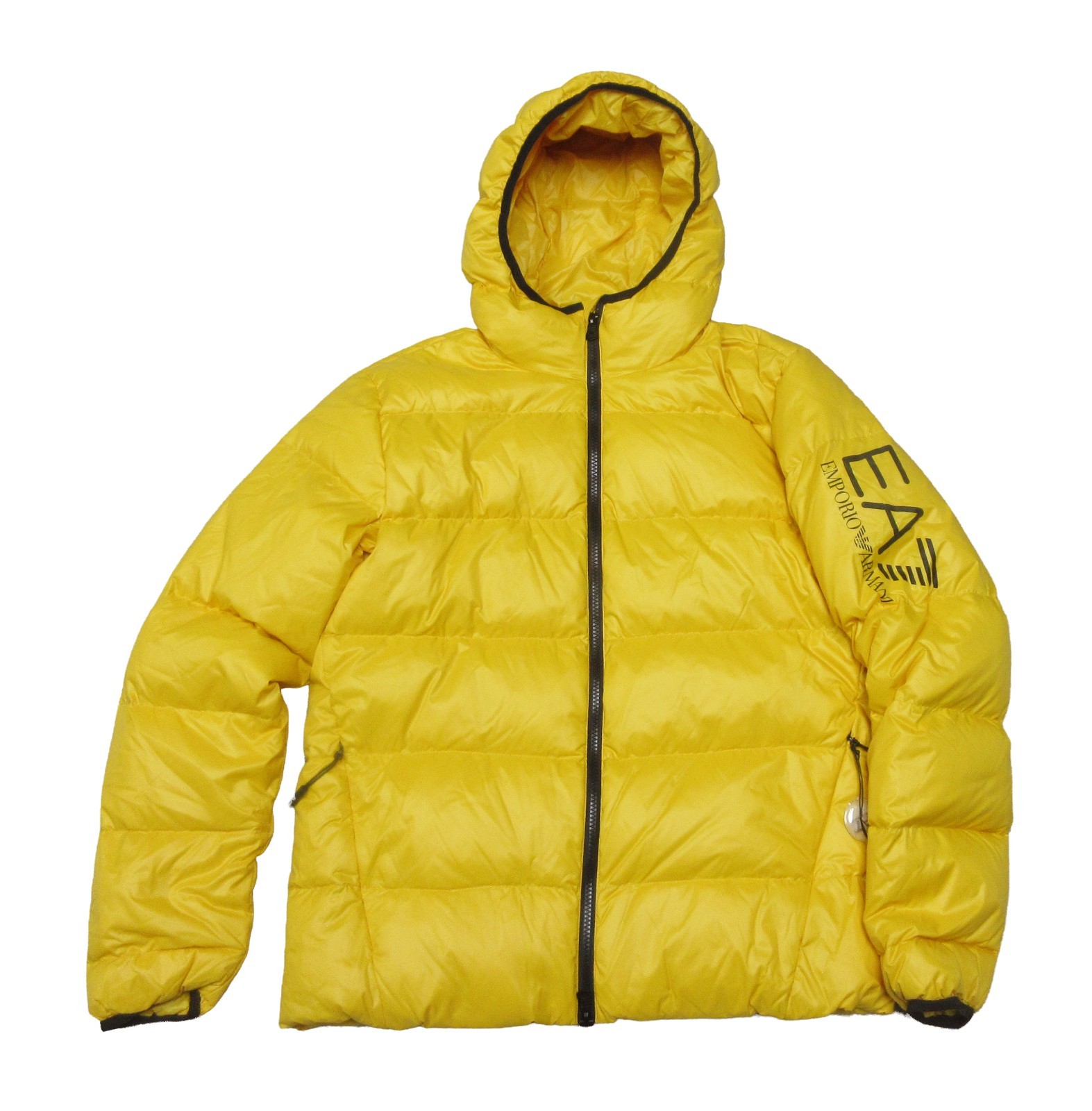 EA7 Emporio Armani Men's Old Gold Yellow Puffer Bomber Down Jacket (L)