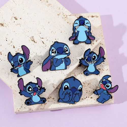 7 Pcs Creative Lilo&Stitch Brooch Personalized Stitch Enamel Pin Backpack - Picture 5 of 23