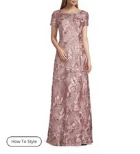 Alex Evenings Long Pink Rosette Gown, sz 16, only worn once, 125