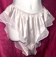 VTG Second Skin Delicates Pink Satin String Bikini Panties Sz M