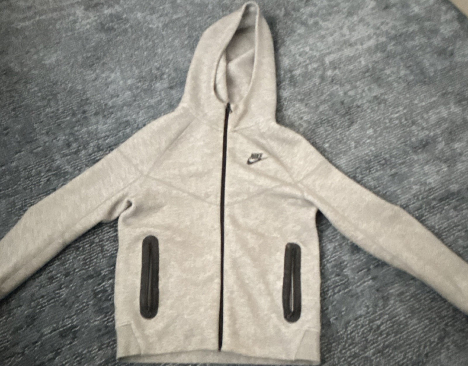 Nike Gray Black Full Zip Hooded Fleece Kids Large Hoodie Logo Size L
