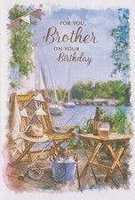 BROTHER BIRTHDAY GREETING CARD 7"X5" TRADITIONAL FISHING BEER BOATS