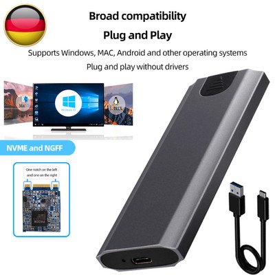 M.2 zu USB Type C 3.1 SSD Adapter Gehäuse NVME/NGFF Dual Protocol SSD Box NEU