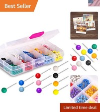 Push Pins Map Tacks Marking Pins 1/8-Inch Plastic Beads Head, 10 Assorted Colors