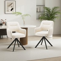 Set of 2 Swivel Upholstered Dining Chairs W/ Sturdy Metal Frame & Easy Assembly