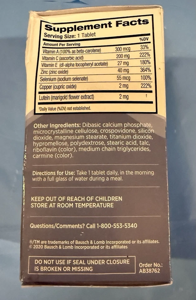 Bausch + Lomb Ocuvite Suplemento para Ojos Luteína y Tabletas Antioxidantes 120ct 1 Paquete Foto 2 de 4