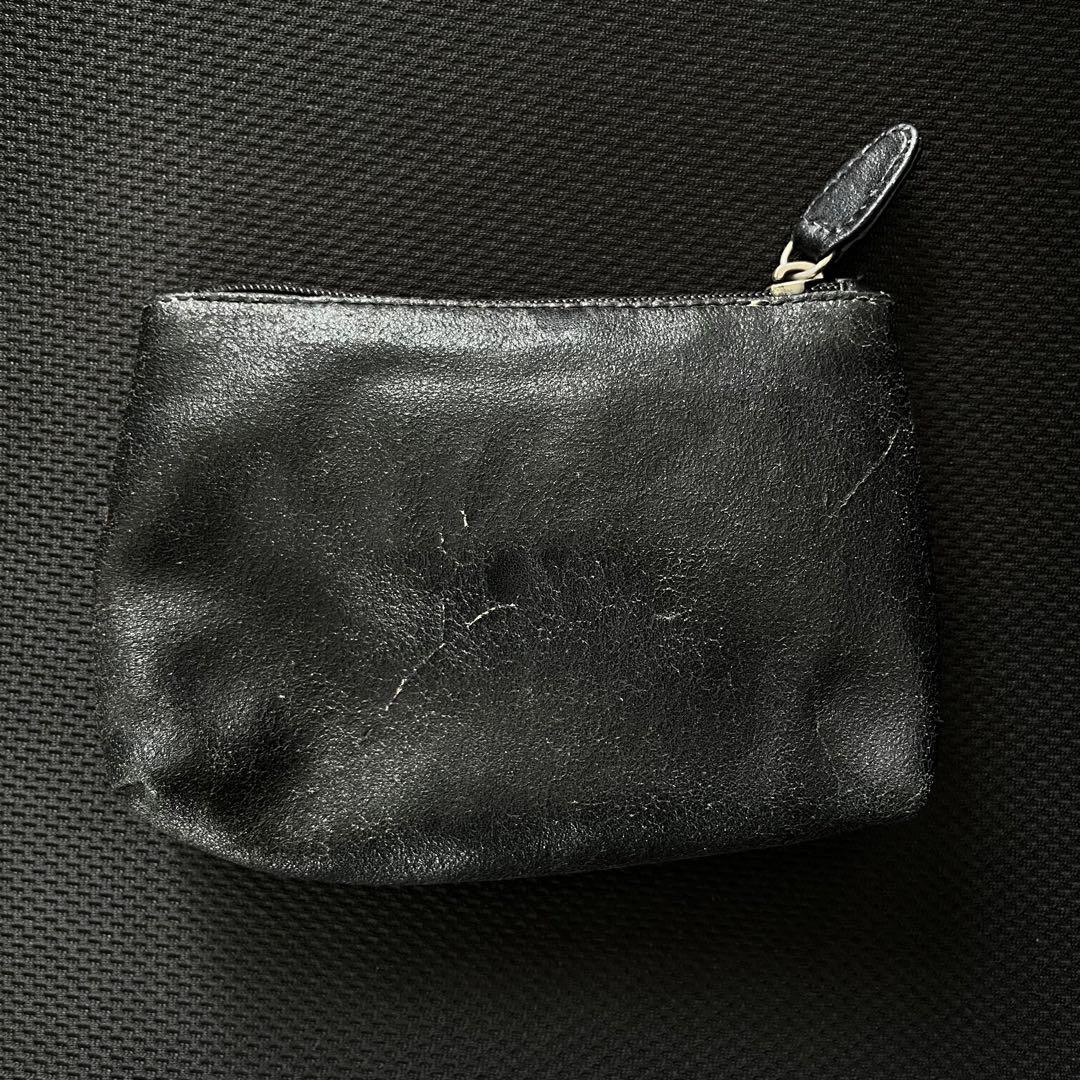 VERSACE Leather Pouch Black Silver Logo Metal Fittings VERSACE Leather Pouch Black Silver Logo Metal Fittings