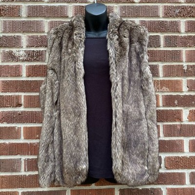 Sebby NWT Womens XL Brown Faux Fur and Knit Vest Pockets