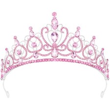 TODDER Tiara for Women Girls Rhinestone Princess Queen Crowns Crystal Pink