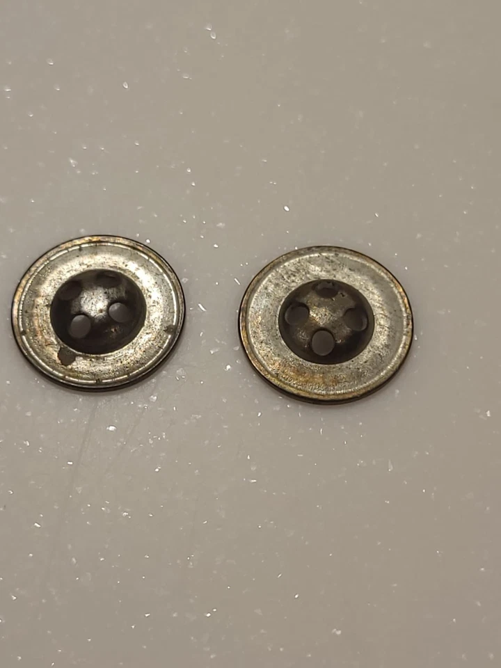Vintage 2 Pc Silver Metal 4-Hole Buttons for Sewing Crafts Jeans Denim - Image 2 of 2