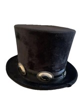 Rock Star Top Hat Concho Black Felt Victorian Mad Hatter Slash Cosplay Costume