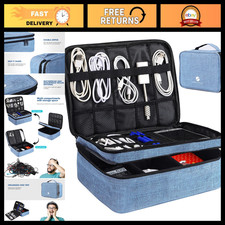 Waterproof Travel Electronics Organizer Bag - Double Layer Shockproof Storage fo