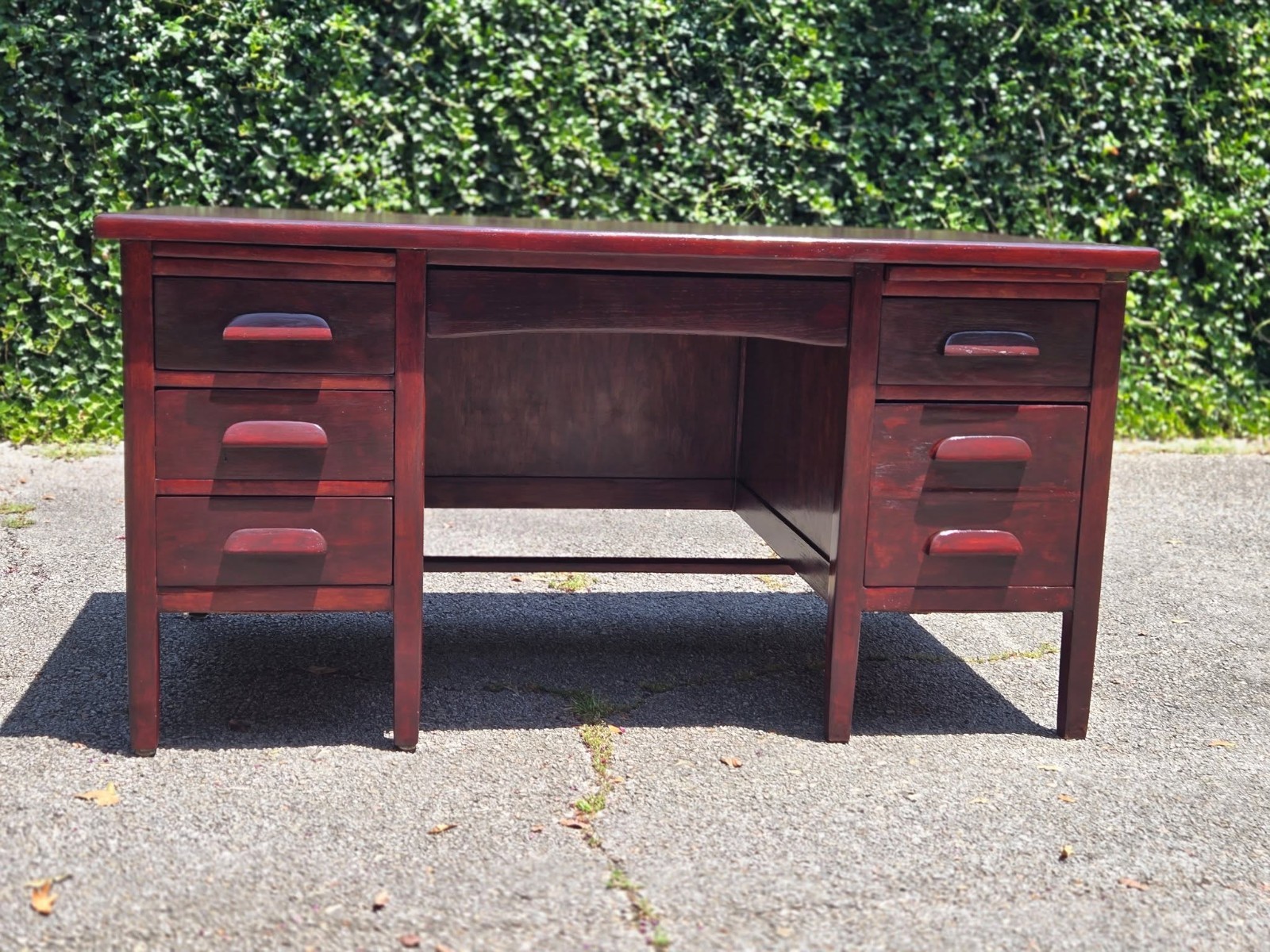 Vintage school/office desk with drawers - solid wood! - Recently refinished.