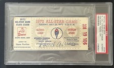 HANK AARON Auto Ticket Stub 1972 MLB All-Star Game PSA /DNA Authentic Braves HOF