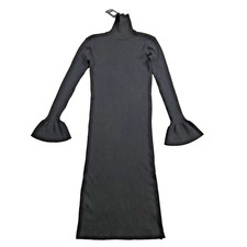Fashion Nova Mock Neck Bodycon Long Sleeve Sweater Midi Dress Black Large