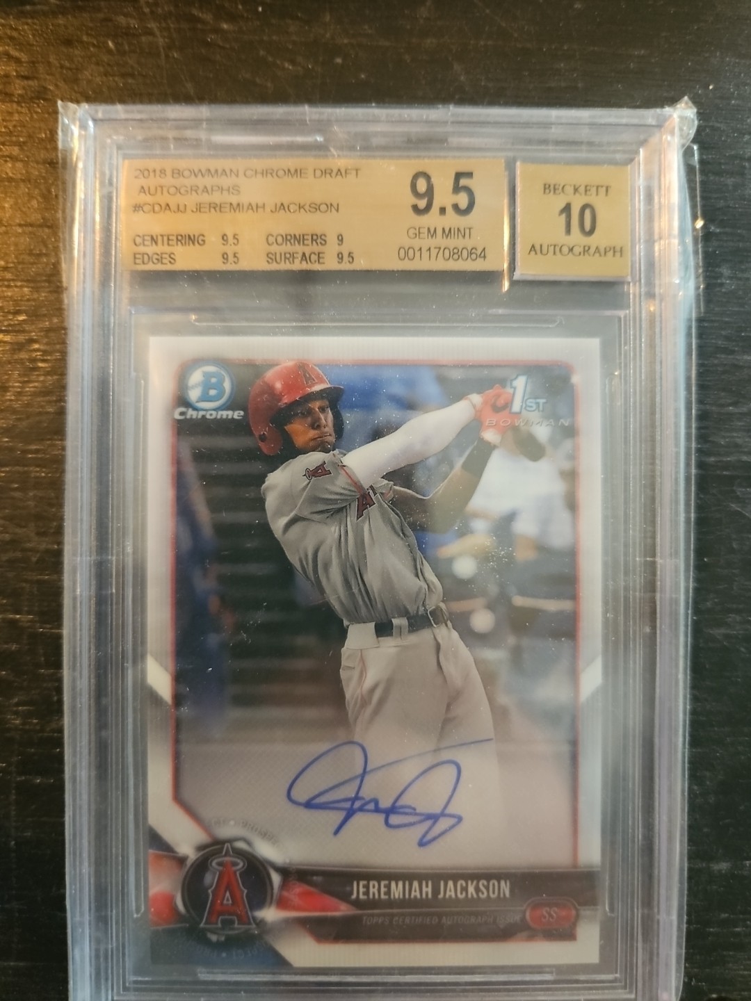 2018 Bowman Draft Picks Chrome Jeremiah Jackson Autograph BGS 9.5/10 1st Auto