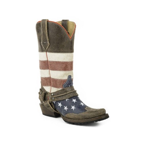 Roper Mens American Flag Biker Boot W/Harness Americana | eBay
