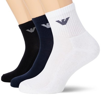 Emporio Armani Herren Calza Socken Inside 3-Pack Strümpfe Set Schwarz/Blau/Weiß