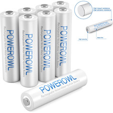 POWEROWL AAA Rechargeable Batteries 1000mAh NiMH High Capacity 8 Pack