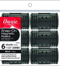 Annie Snap-On Magnetic Hair Rollers   Jumbo 1 1/2 Inch with Jumbo, Black