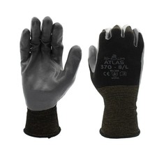 SHOWA Atlas 370B Professional Nitrile Work Gloves, Breathable Large, Black