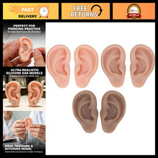 3 Pairs Silicone Fake Ears - Soft Reusable Display Props for Piercing Practice