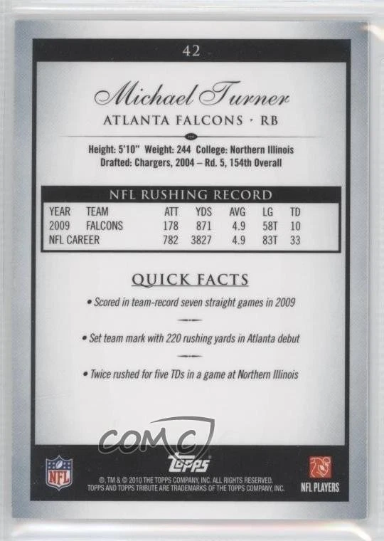 2010 Topps Tribute Black Rainbow /75 Michael Turner #42 - Image 2 of 2