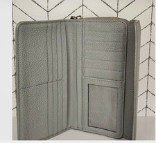 Gucci Gray Zip-Around Wallet with Logo, Zippe...