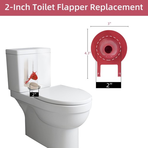 Hibbent 2-Pack 2-Inch Universal Toilet Tank Flapper – Long-Lasting Rubber Seal, Stainless Steel Chain, Fits American Standard & More