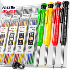 4 Pack Carpenter Pencil with Sharpener Mechanical Carpenter Pencils with 52 Refi