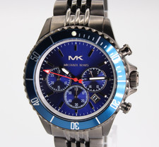 MICHAEL KORS 44MM MK8727 Bayville Gunmetal Blue Dial Chronograph Mens Watch