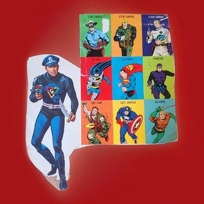 1967 ''CAPTAIN ACTION'' Original IDEAL Marvel & DC Superhero BOX BACKSIDE CUT-OUT