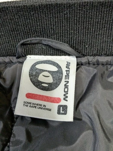Aape By A Bathing Ape Bape Bomber Jacket  Large Woobie Lined Streetwear Distress image 11