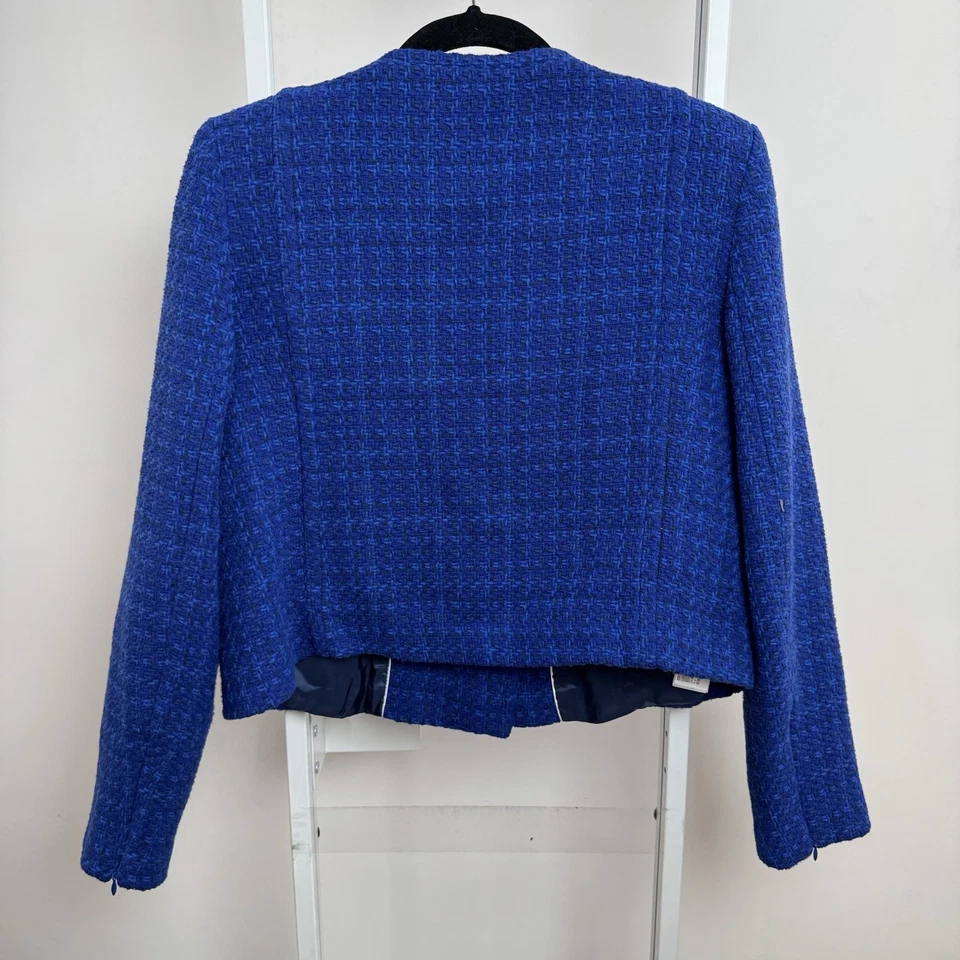 Chaqueta de tweed azul corta doble botonadura Mango MNG para mujer talla grande” Foto 4 de 4