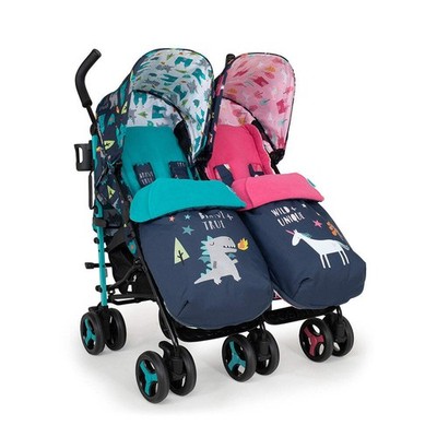 Cosatto Supa Dupa 3 Doppelkinderwagen 0-25 kg pro Sitzfläche gratis Regenschutz Märchenhaft