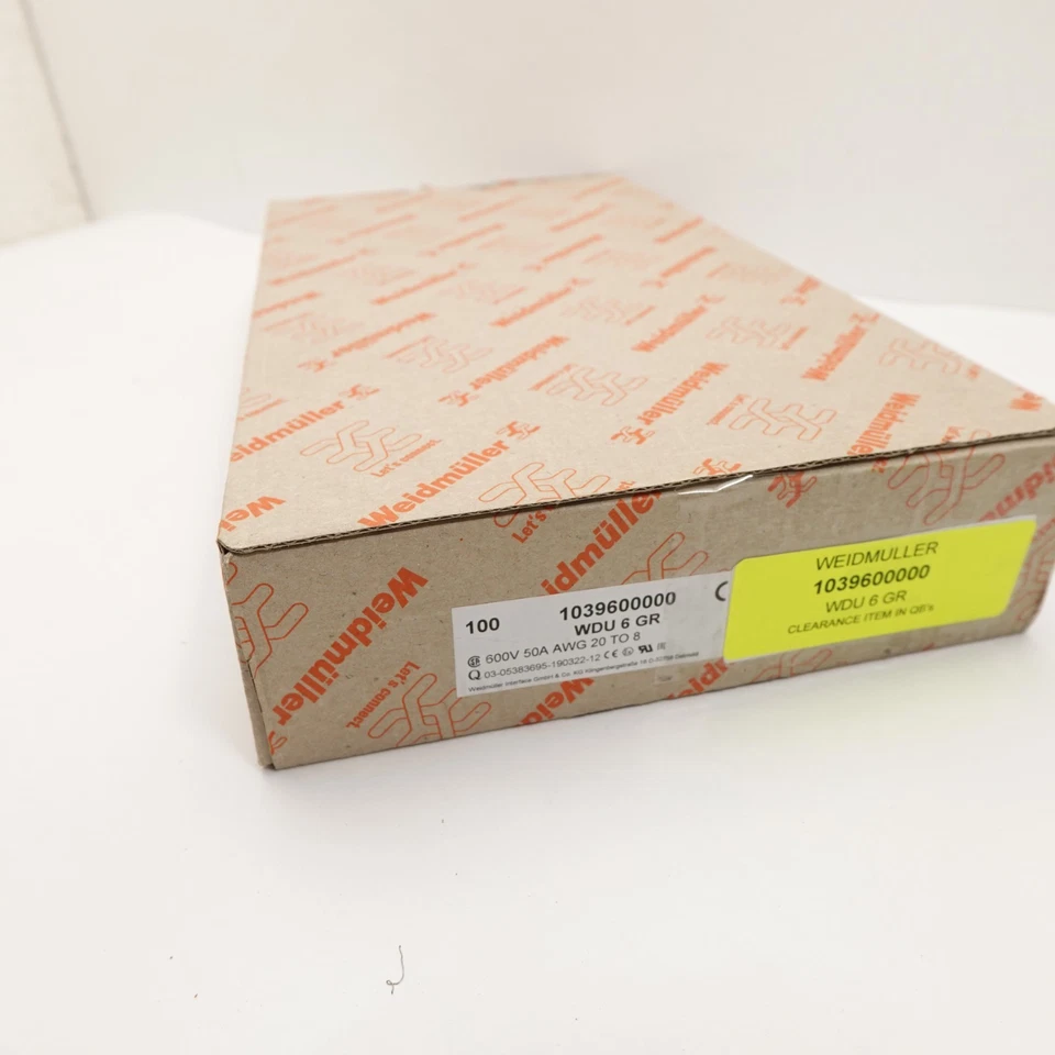 Weidmüller WDU 4 OR Terminal Blocks 1036760000 – 100pcs 600V 35A AWG 26–10 - Image 2 of 3