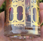 2 X 5 1/2" TALL CULVER GLASS TUMBLERS glasses SCROLL CRANBERRY & GOLD MCM red — photo 3