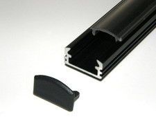 Image of 2m surface P2 LED profile extrusion channel anodized black, diffuser strip light