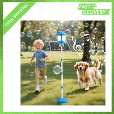 Kids Bubble Machine with Lights Music Adjustable Height Indoor Outdoor Party Toy